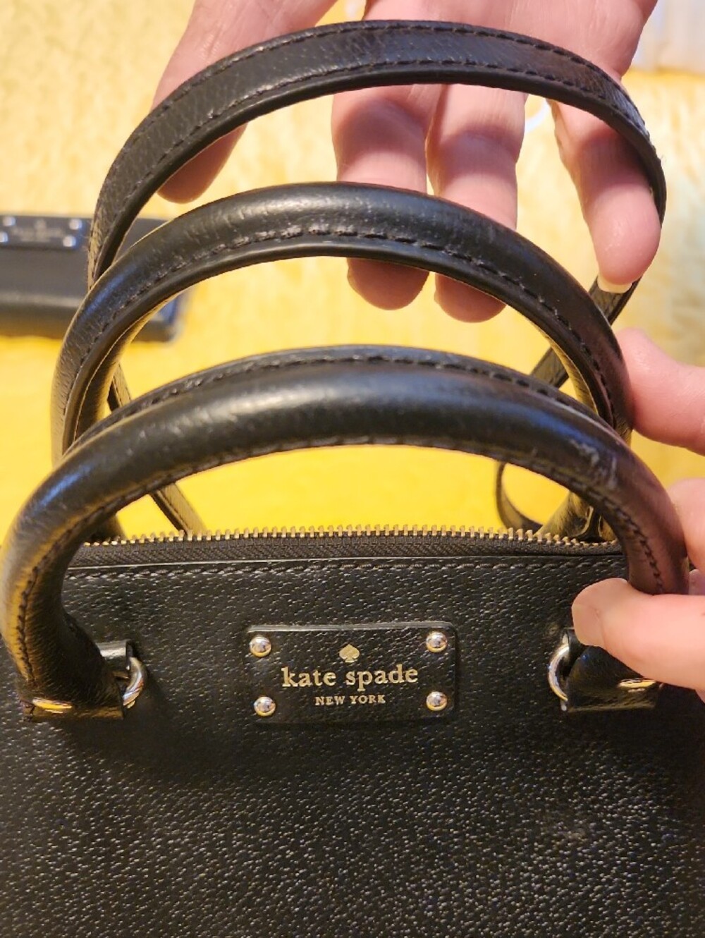 kate spade Black Pebbled Leather Satchel with Zip Wallet - Picture 2 of 11